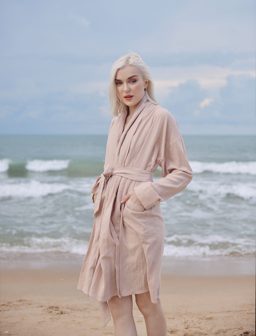 Cotton Robe Women - Women Linen Robe - Organic Cotton Robe