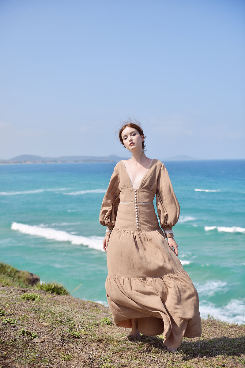 Linen Dress with Sleeves - Linen Dress Maxi - Long Sleeve Dress