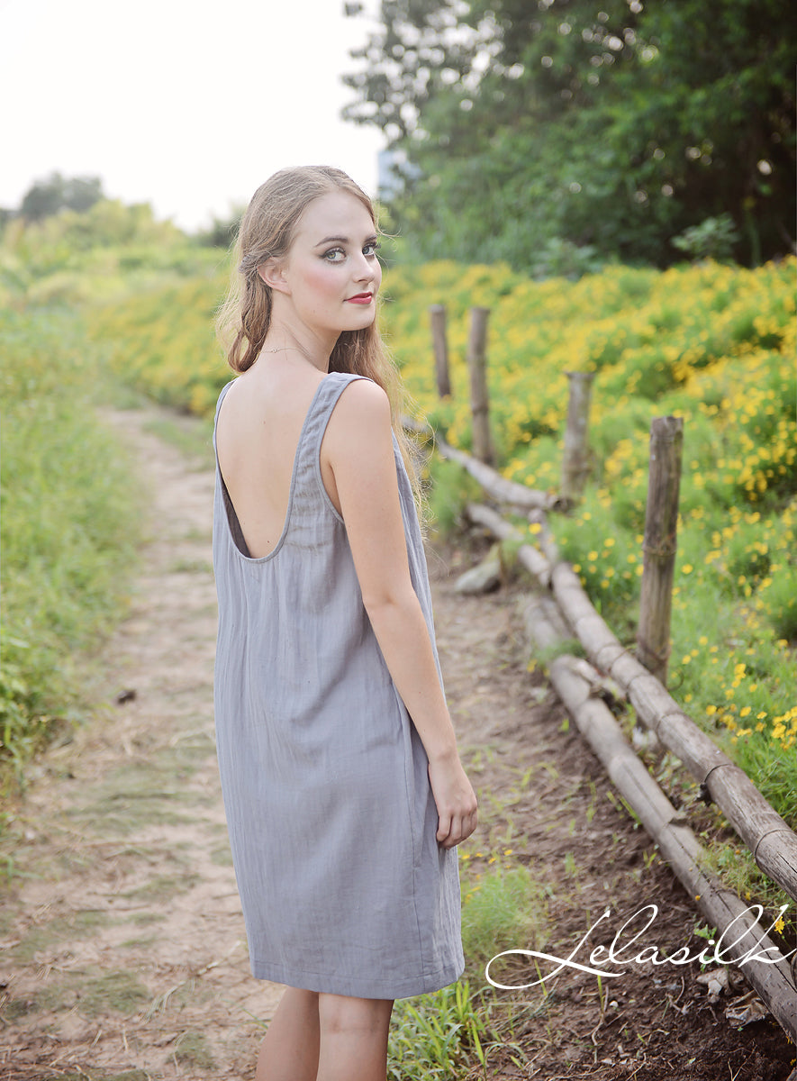 Summer Linen Dress - Linen Dress Backless - Cotton Slip Dress - Natural Cotton
