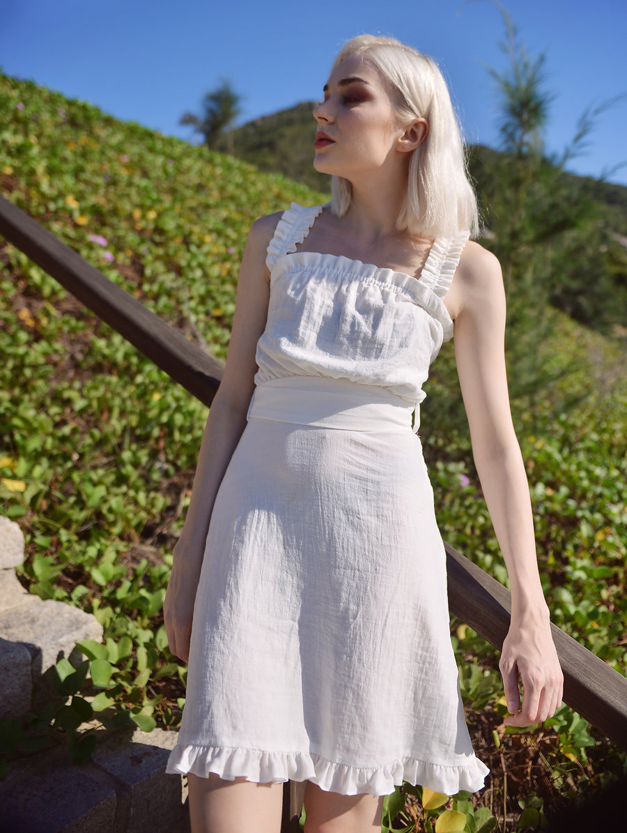 White Short Dress - White Cotton Dress - Linen Summer Dress - Organic Cotton